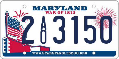 MD license plate 2AO3150