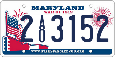 MD license plate 2AO3152