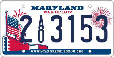 MD license plate 2AO3153
