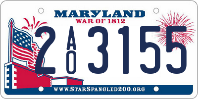 MD license plate 2AO3155