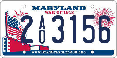 MD license plate 2AO3156