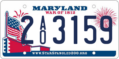 MD license plate 2AO3159