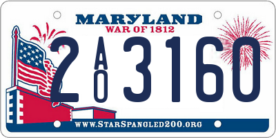 MD license plate 2AO3160