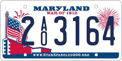 MD license plate 2AO3164