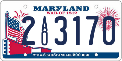 MD license plate 2AO3170