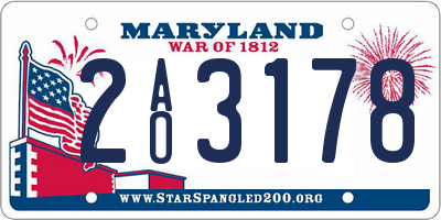 MD license plate 2AO3178