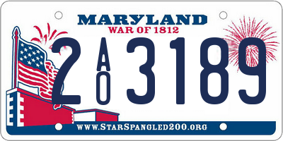 MD license plate 2AO3189