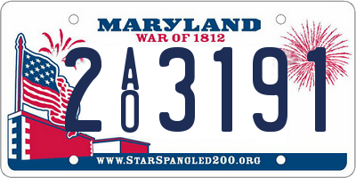MD license plate 2AO3191