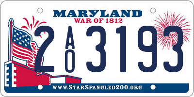 MD license plate 2AO3193