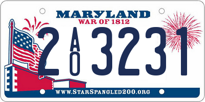 MD license plate 2AO3231