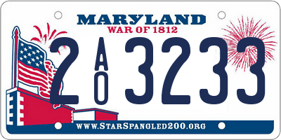 MD license plate 2AO3233
