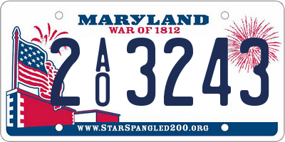 MD license plate 2AO3243