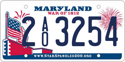 MD license plate 2AO3254