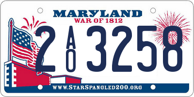 MD license plate 2AO3258