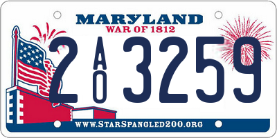 MD license plate 2AO3259