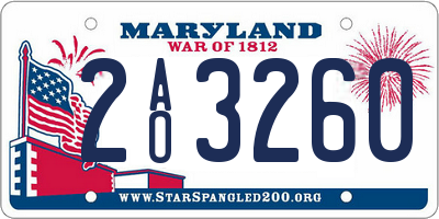 MD license plate 2AO3260