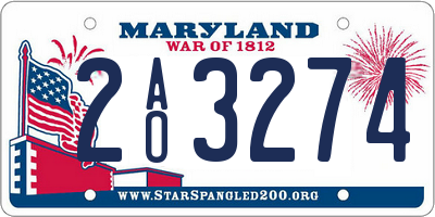 MD license plate 2AO3274
