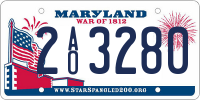 MD license plate 2AO3280