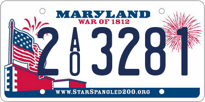 MD license plate 2AO3281