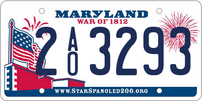 MD license plate 2AO3293