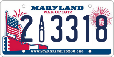 MD license plate 2AO3318