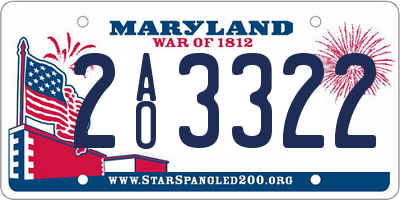 MD license plate 2AO3322