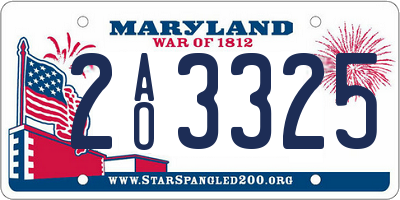 MD license plate 2AO3325