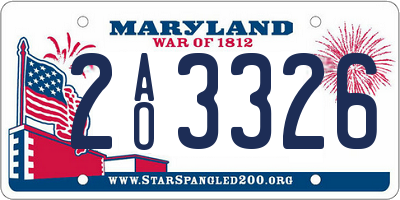 MD license plate 2AO3326