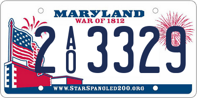 MD license plate 2AO3329