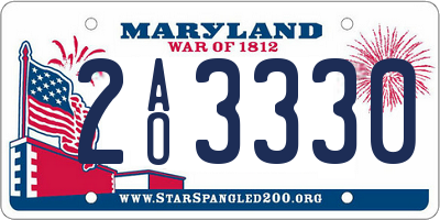 MD license plate 2AO3330