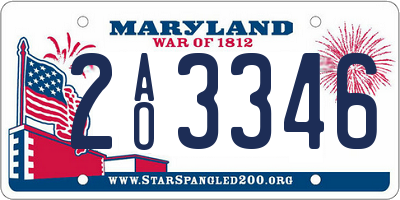 MD license plate 2AO3346
