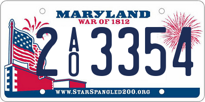 MD license plate 2AO3354