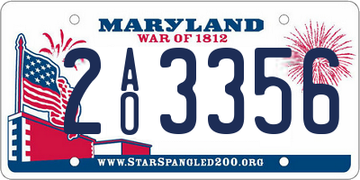 MD license plate 2AO3356