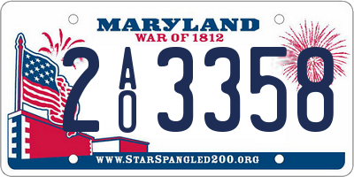 MD license plate 2AO3358