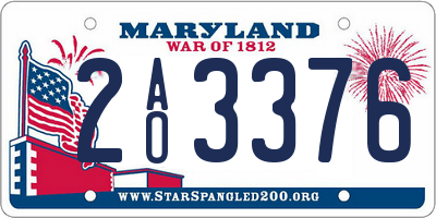 MD license plate 2AO3376