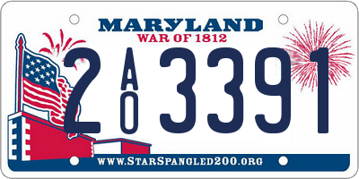 MD license plate 2AO3391