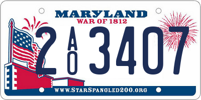 MD license plate 2AO3407