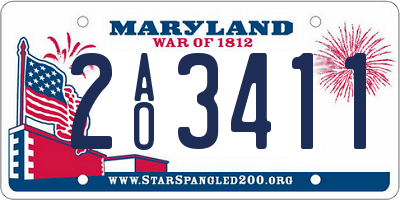 MD license plate 2AO3411