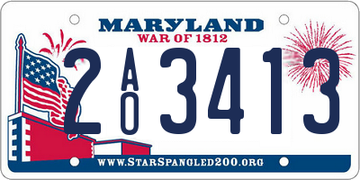 MD license plate 2AO3413
