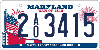 MD license plate 2AO3415