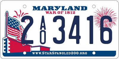 MD license plate 2AO3416