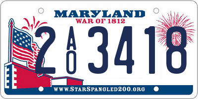 MD license plate 2AO3418