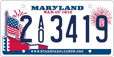 MD license plate 2AO3419