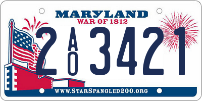 MD license plate 2AO3421