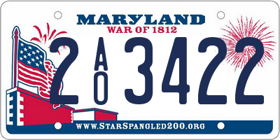 MD license plate 2AO3422