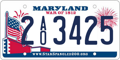 MD license plate 2AO3425