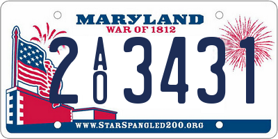 MD license plate 2AO3431