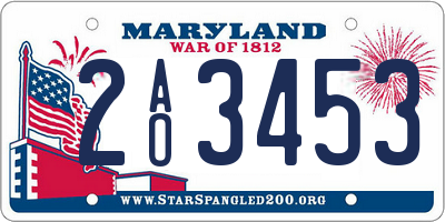 MD license plate 2AO3453