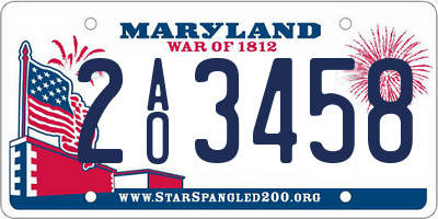MD license plate 2AO3458