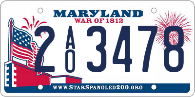 MD license plate 2AO3478